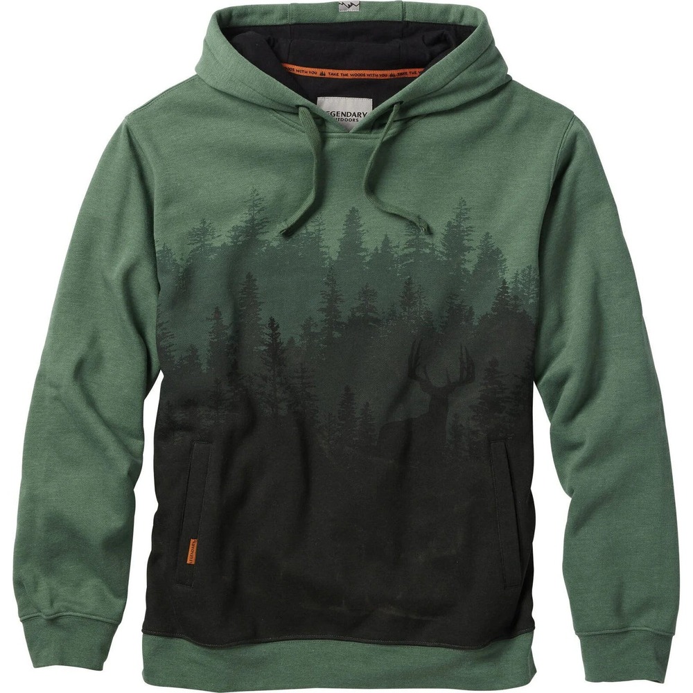 Legendary Whitetails Mens Horizon Hooded Sweatshirt Pine Heather Treeline 8004 L